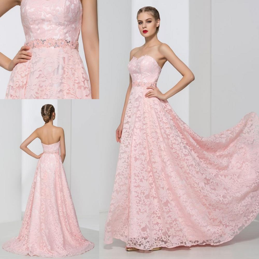 

2021 New Dramatic Sweetheart Beading Lace Pink Prom Es Vestidos De Festa Elegant Long Evening Party Girls Homecoming Wsnn