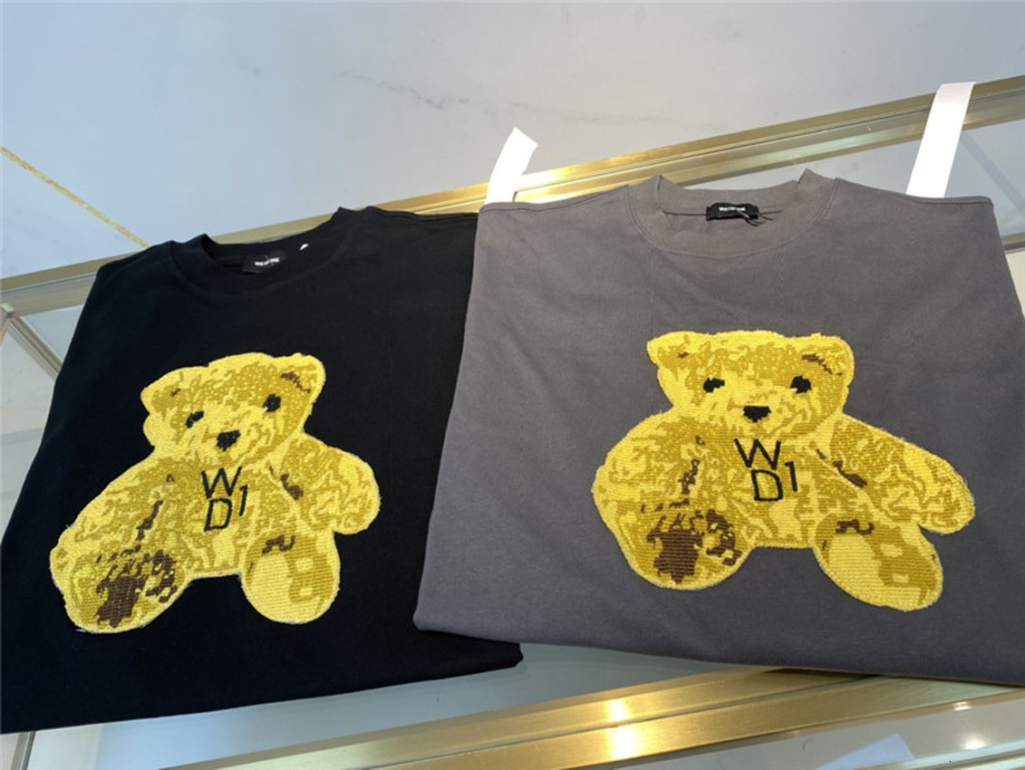 

2021 New Stickers Mask Bear t Shirt Men Women Best Quality Washed Long Sleeve Vintage We11done Top Tees Rfja
