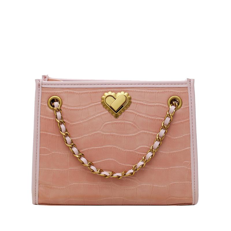 

Elegant Female Stone pattern Tote bag 2021 New Quality PU Leather Women's Designer Handbag Lock Chain Shoulder Messenger bags, Black