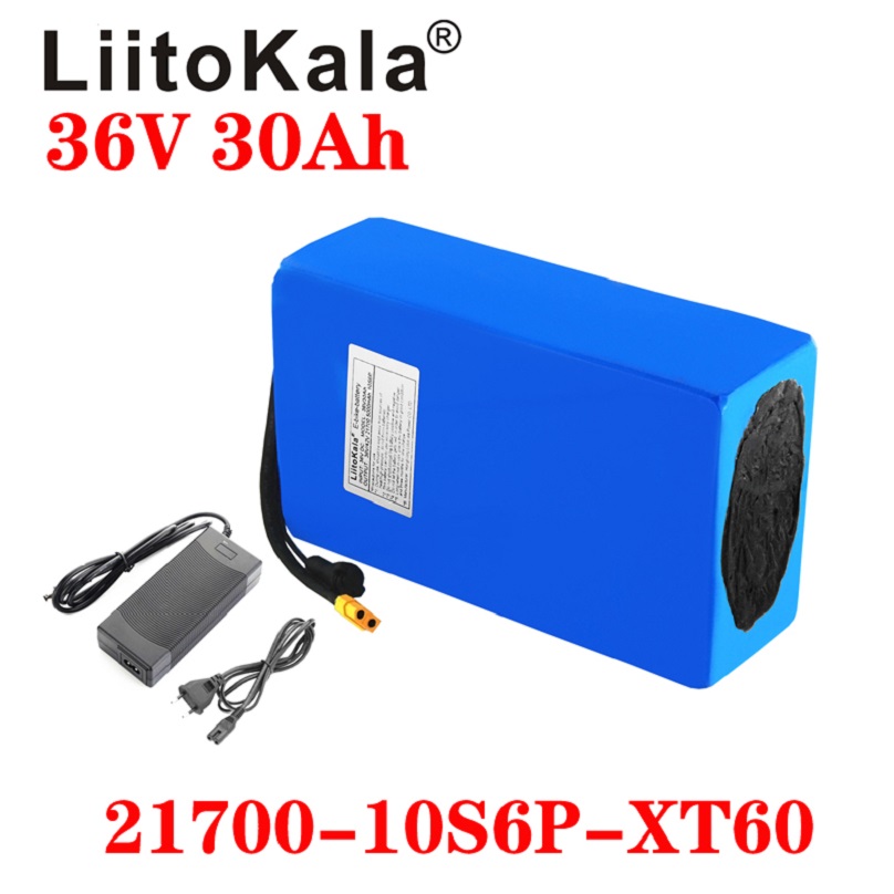 

High Power 42V 21700 10S6P Electric Bicycle Battery 36V 30AH 1000W Lithium Batteries Built-in 20A BMS Bikes Motor