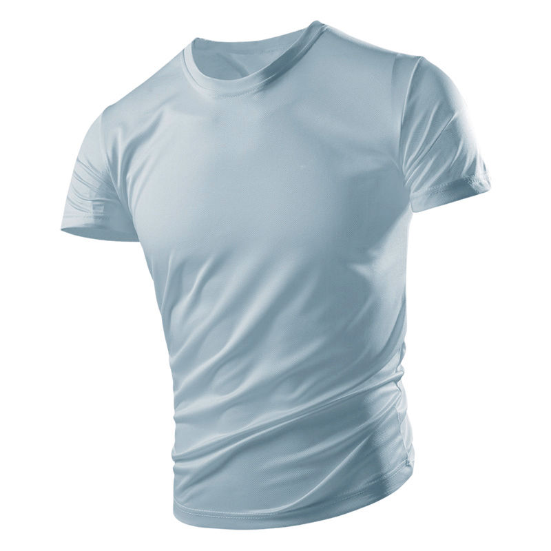 

Short-sleeved t-shirt men's quick-drying clothes summer light blue breathable large size summer sports ice silk top men's clothing, Black;yellow