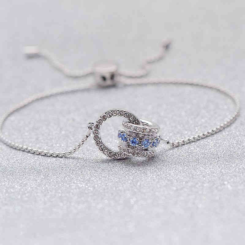 Bangles Bracelets Shi Family Chain Transfer Bead Bracelet Female Swarovski Element Crystal Double Ring-image-739102776