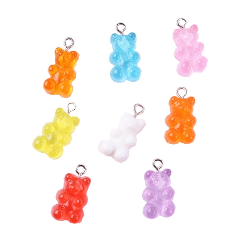 

32pcs resin gummy bear candy necklace charms very cute keychain pendant necklace pendant for DIY decoration 161 U2, Bronze;silver