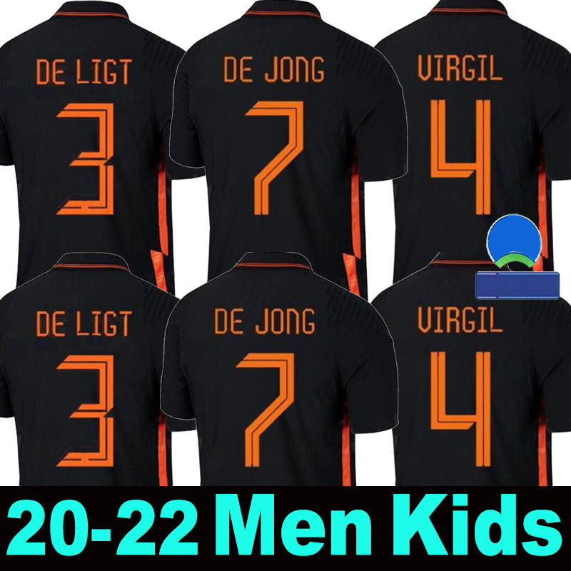 

2021 Netherlands away black soccer shirt DE JONG Holland DE LIGT MEMPHIS STROOTMAN VAN DIJK VIRGIL 2022 football jersey kit