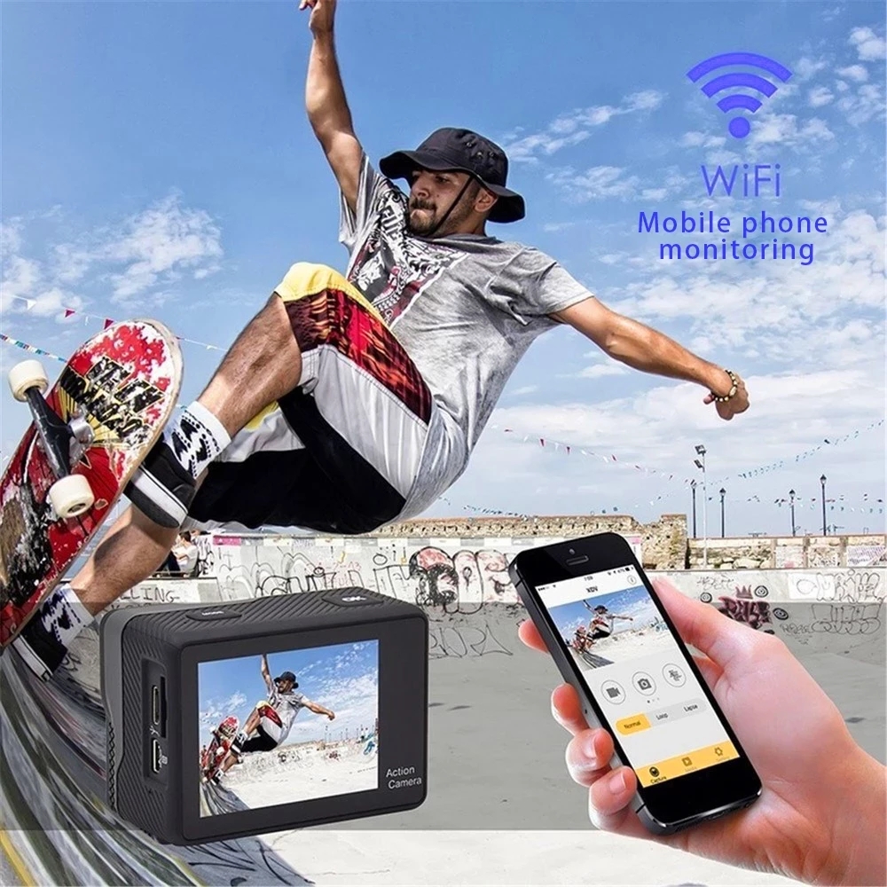 

4K Ultra HD Action Camera Touch Double LCD WiFi 20MP 170D 30m Go Waterproof Pro Sport DV Helmet Video With Remote Control