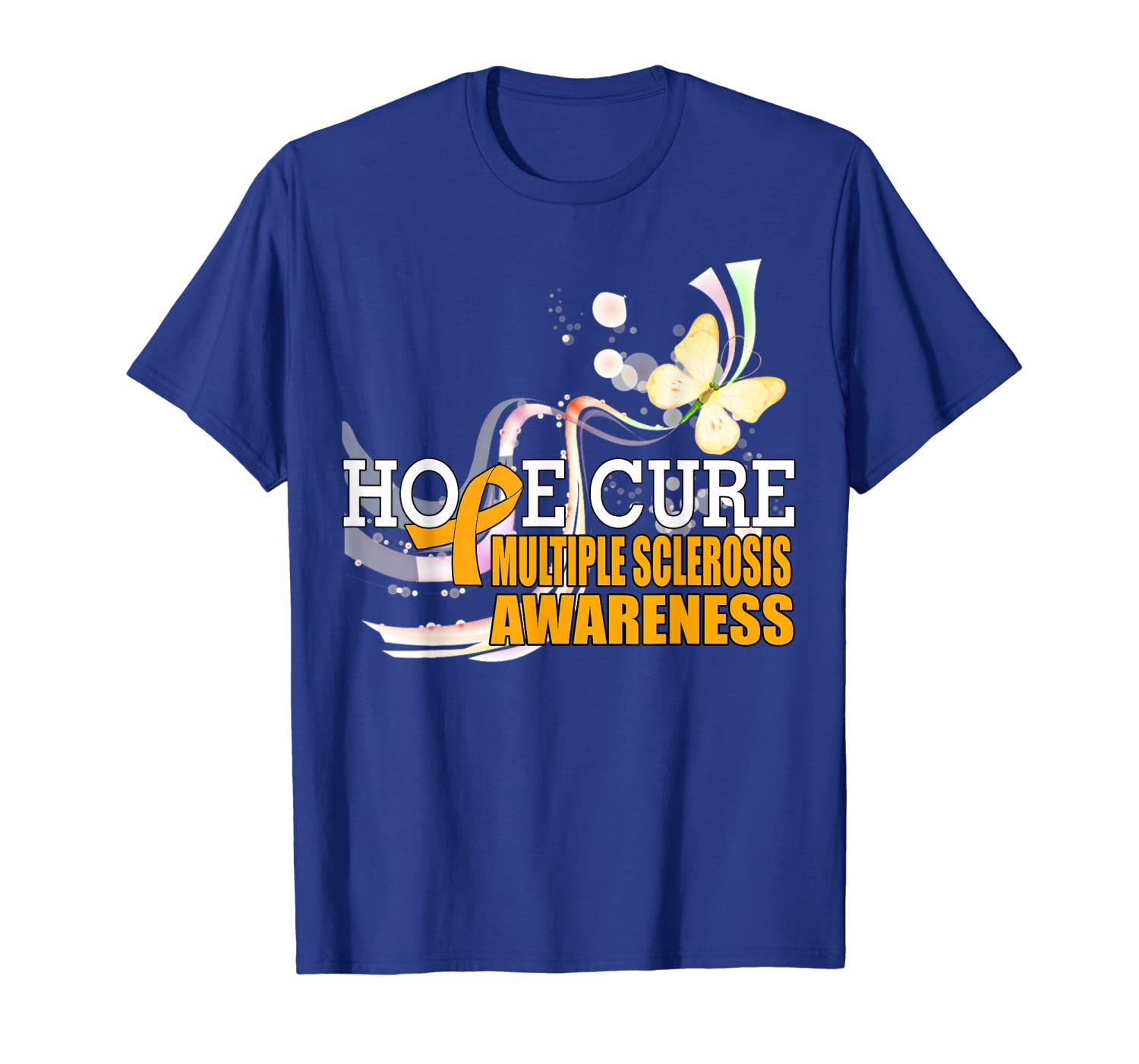 

Hope Cure Multiple Sclerosis Awareness Orange Ribbon Shirt, White;black