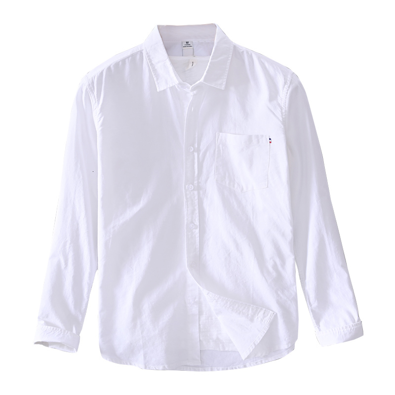 

2021 New Primavera e Vero De Algodo Branco Dos Marca Manga Longa Camisas Casuais Para Homens Moda Slida Camisa Masculina Misz, Sky blue