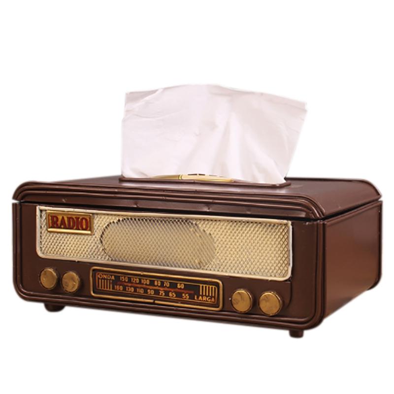 

Retro Radio Shape Tissue Box Napkin Storage Box Container Tissue Holder Home Bar Office