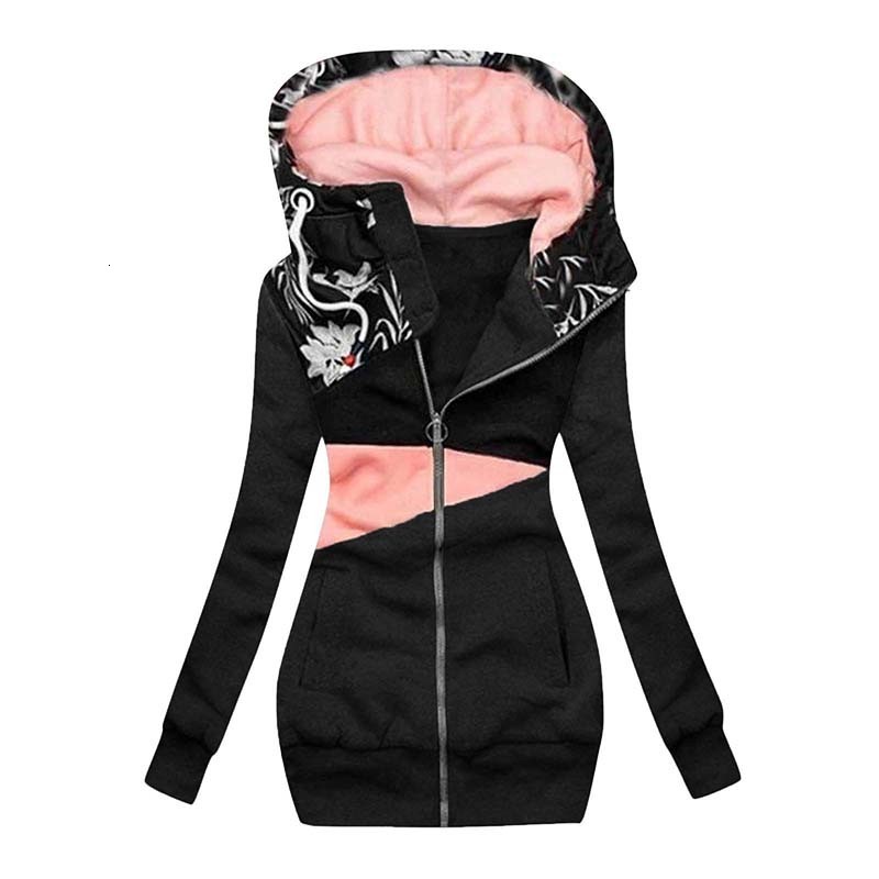 

2021 New Autumn Winter Oversized Hoodie Coat Women Fashion Print Long Sleeve Warm Sweatshirt Tops Female Outwear Sudadera Mujer 7gs9, Gray