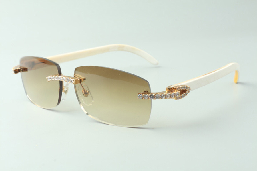 

Direct sales endless diamond sunglasses 3524026 with white buffalo horn temples designer glasses, size: 18-140 mm