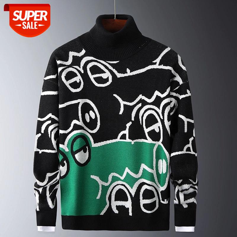 

SEVEYFAN 2021 Mens Autumn Sweaters Fit Knitted Casual Slim Sweaters Cotton Long Sleeve Crocodile Pattern Male Warm Pullovers Tre #YH3z, White;black
