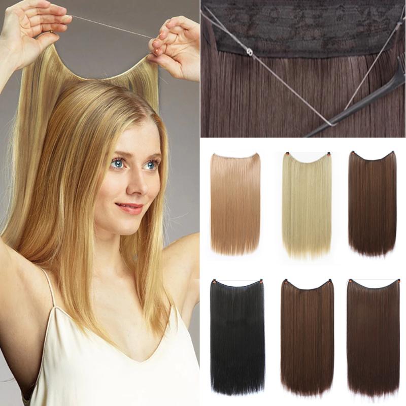 

Synthetic Wigs XQ HAIR Straight Halo No Clip In Natural Hidden Secret False Piece Fiber Wavy 60CM, 106