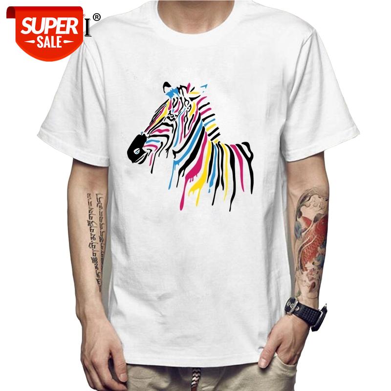 

XIN YI Men's T-shirt Top Quality100%cottonColor zebra printing cool loose o-neck men tshirt short sleeve t-shirt male tee shirts #Gy5N, White;black