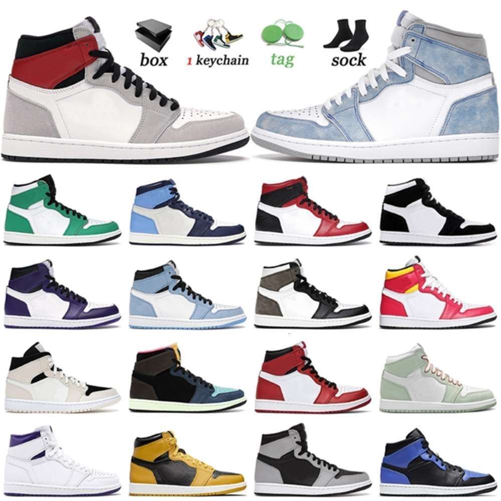 

2021 With Box Jodan Basketball Shoes Jumpman Hyper Royal Light Smoke Grey Black White Pollen Air Jorden 1 1s Trainers Sneaker tingfengf, D48 game royal 36-47