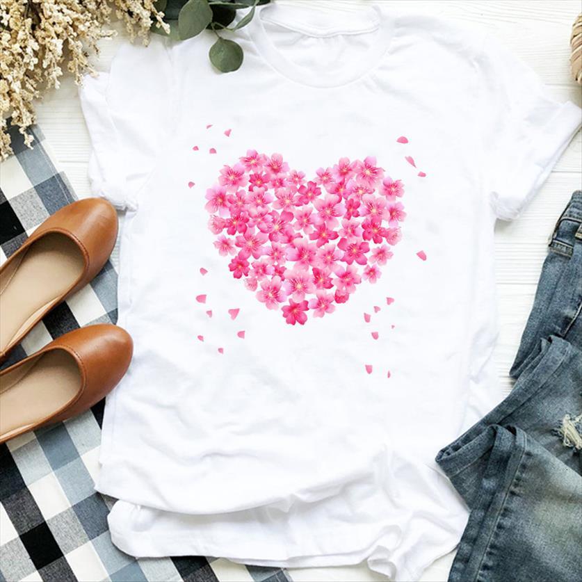 

printed flower floral lover cute women t shirts fashion print tee clothes female graphic, White