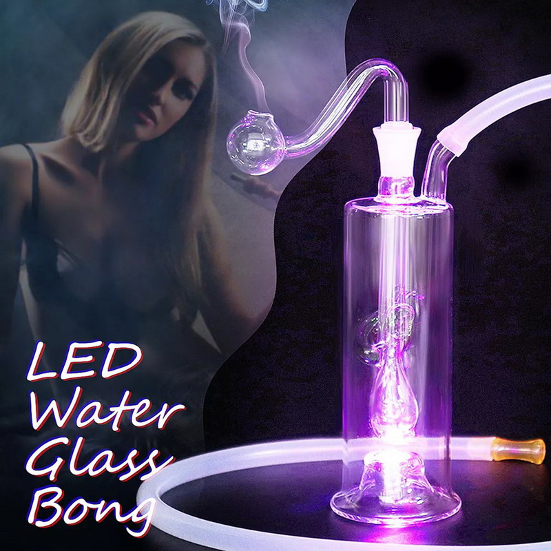 

Tricolor LED Light Glass Smoking Hookah Hose Pipes Hook Accessories Unique Cigarette Holder