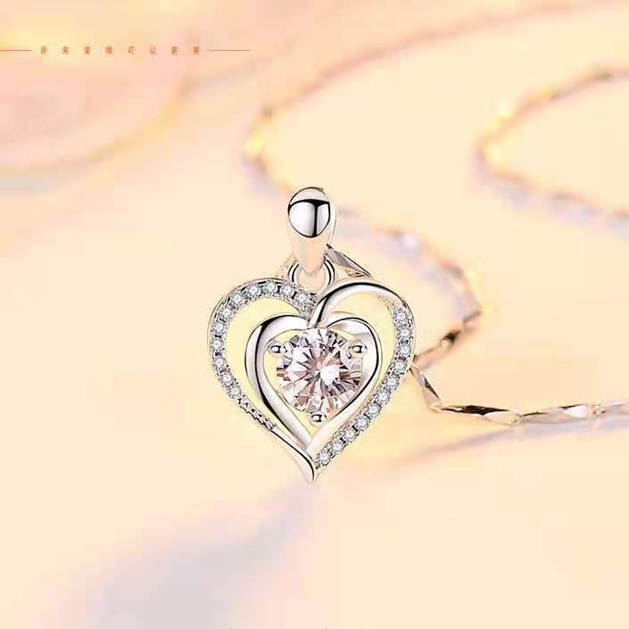 

Charms Necklace Female Sterling Silver Clavicle Chain Does Not Fade For Girlfriend And Wife Valentine's Day Christmas Birthday Gift, Bronze;silver