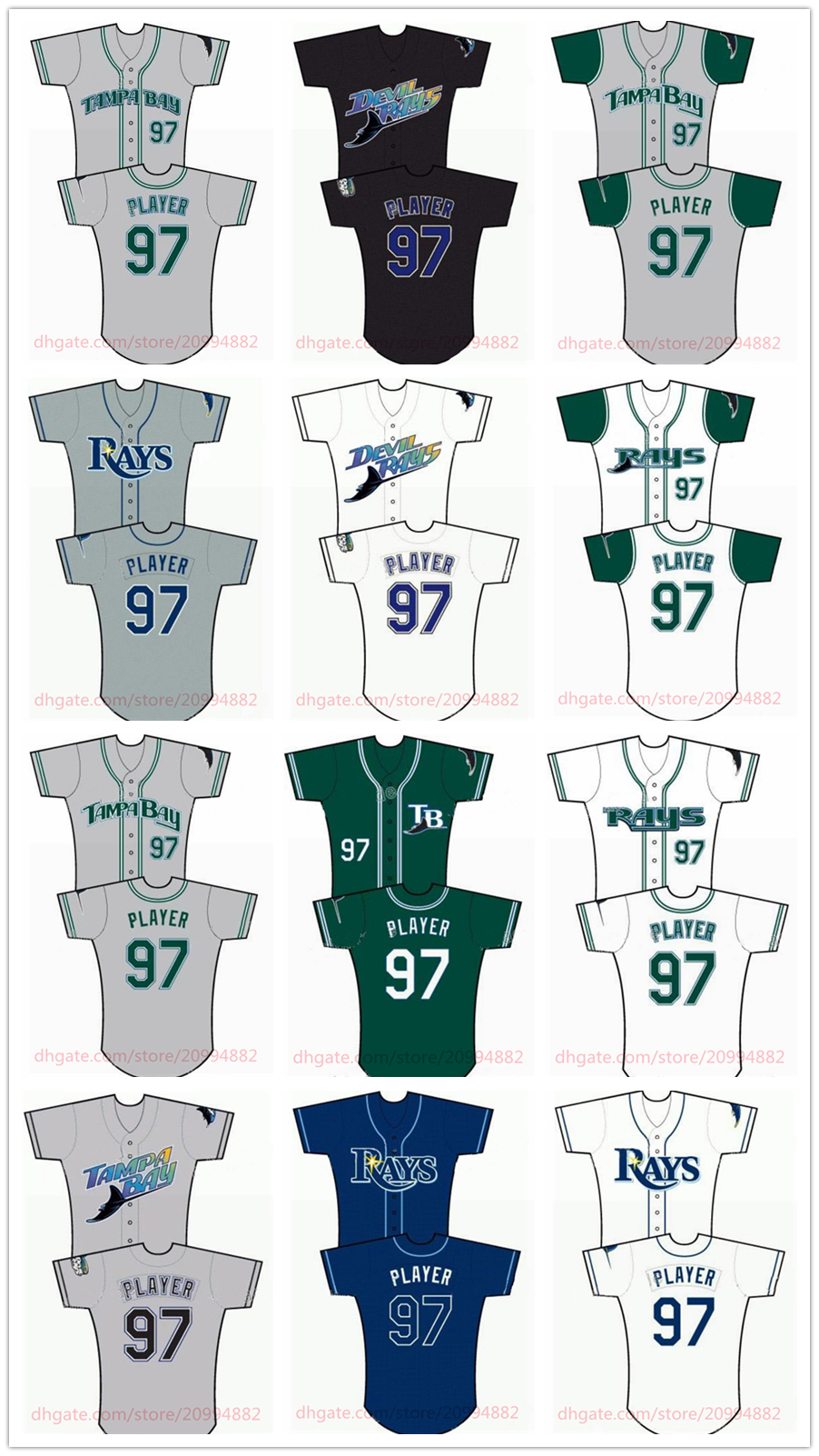 Custom Tampa Baseball Jersey Wade Boggs Rayons Evan Longoria Blake Snell Nick Bitsko Austin Meadows Carl Mens Jerseys