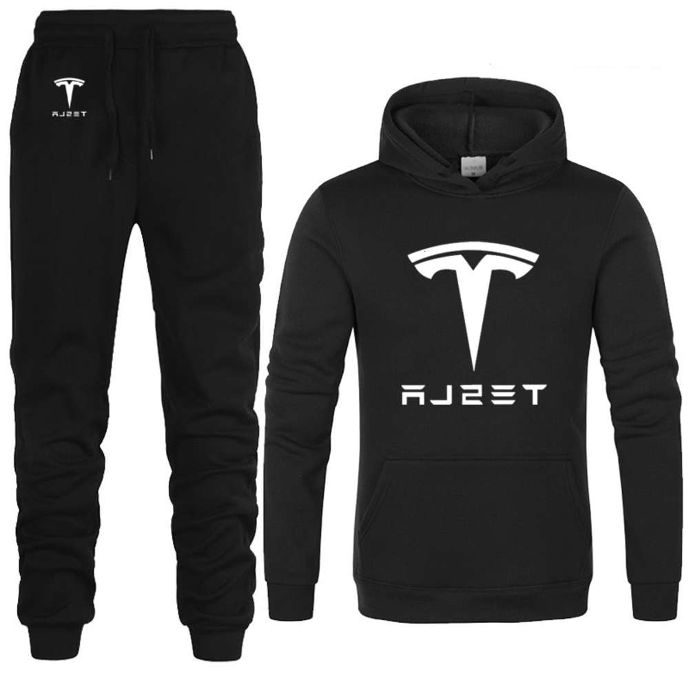 

Tesla Car Printed unisex Sweatshirt Fashion Men Hoodie hip hop harajuku Casual Fleece Hoodies Pants Suit 2Pcs, Gray