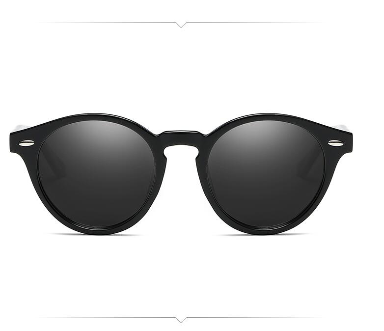 

Retro Rivet Round Sunglasses Men Polarized UV400 Lens Shades Lunette Male Black Plastic Vintage Sun Glasses For Men Brand