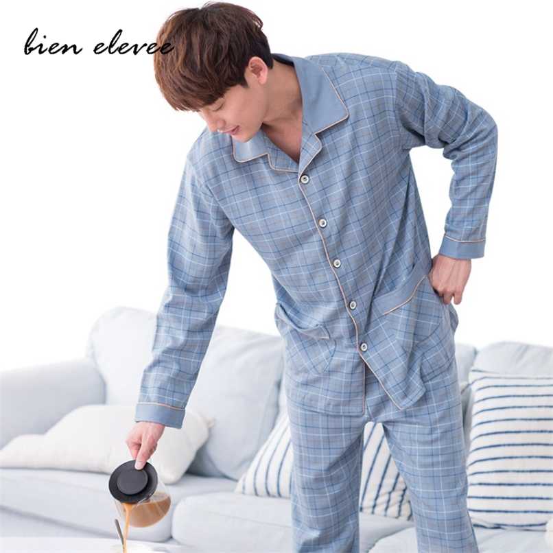 

Men Sleepwear Pajamas Set for Men Casual Home Clothe Autumn Winter Nightwear Suit Full Sleeve Long Pants Striped Pyjamas Set 211110, 11
