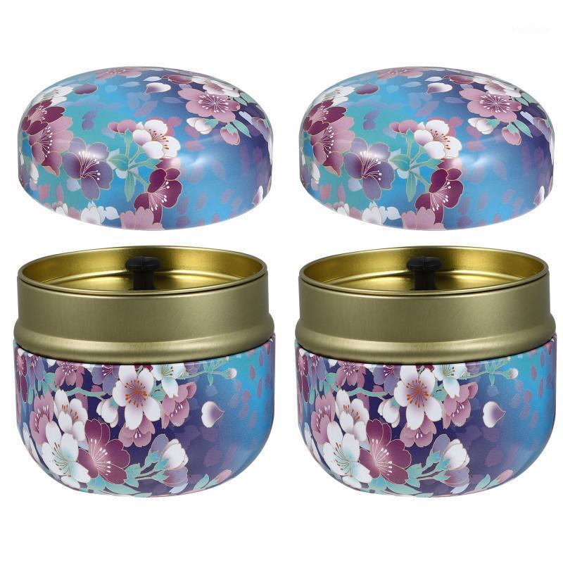 

Storage Bottles & Jars 2PCS Round Scented Tea Packaging Box Sealed Tinplate Can Loose Powder Jar