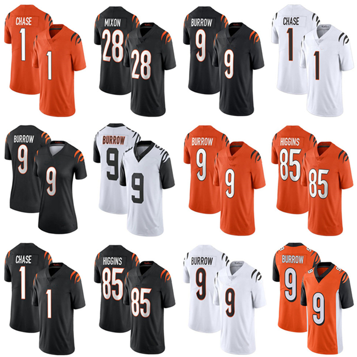 

9 Joe Burrow 1 Ja'Marr Chase 85 Tee Higgins Football Jerseys 2021 Stitched Men Women Lady Youth Kids Cincinnatis 28 Mixon 30 Jessie Bates III Bengal Jersey Black Orange, My store(aryahome)