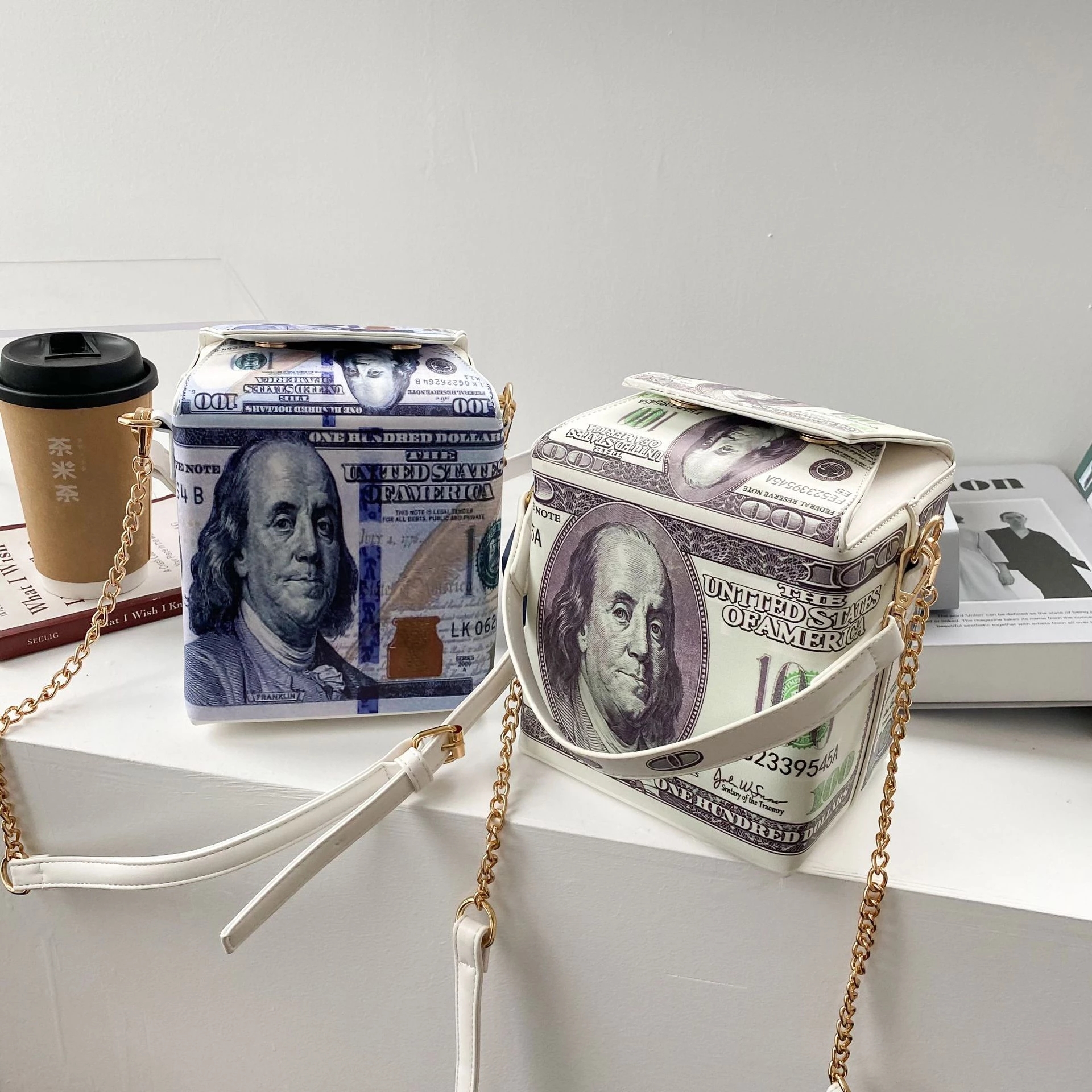 

Fashion Purses Dollar Pattern Crossbody Bag for Women 2021 Chain ShouldeBag and Handbags Pu Leather Female Money Bucket, Blue