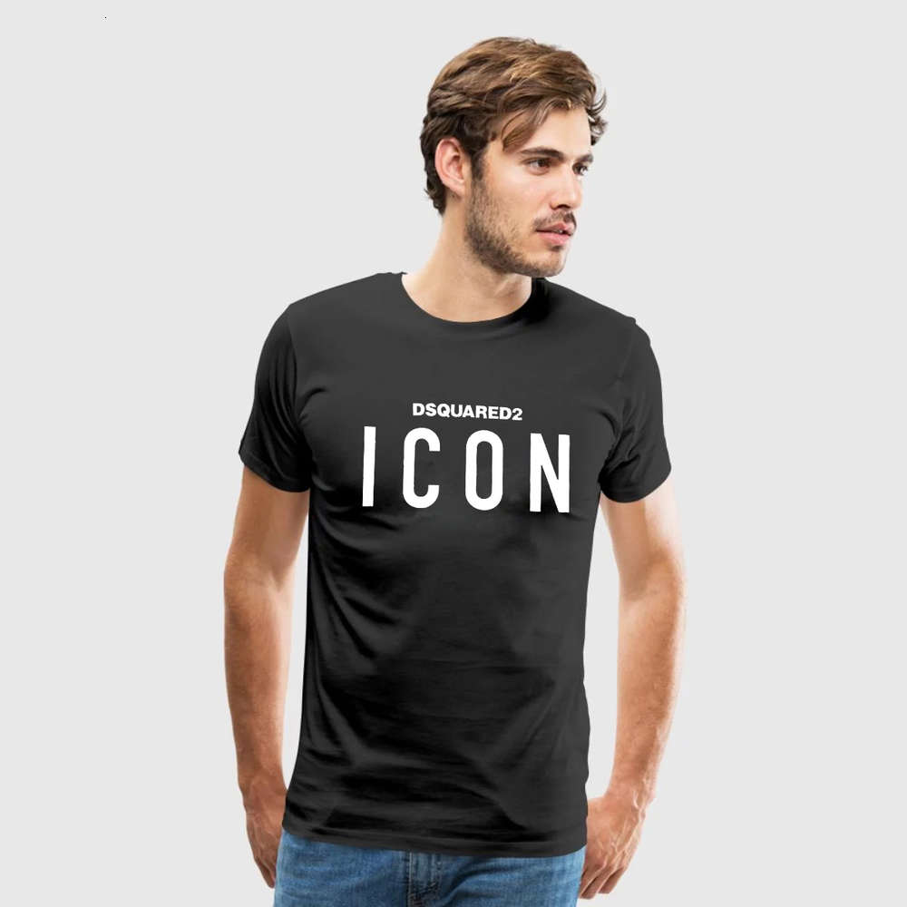 

2019 summer new loose fitting Round Neck Shirt fashion personality letter icon printed Men's T-shirt, White;black