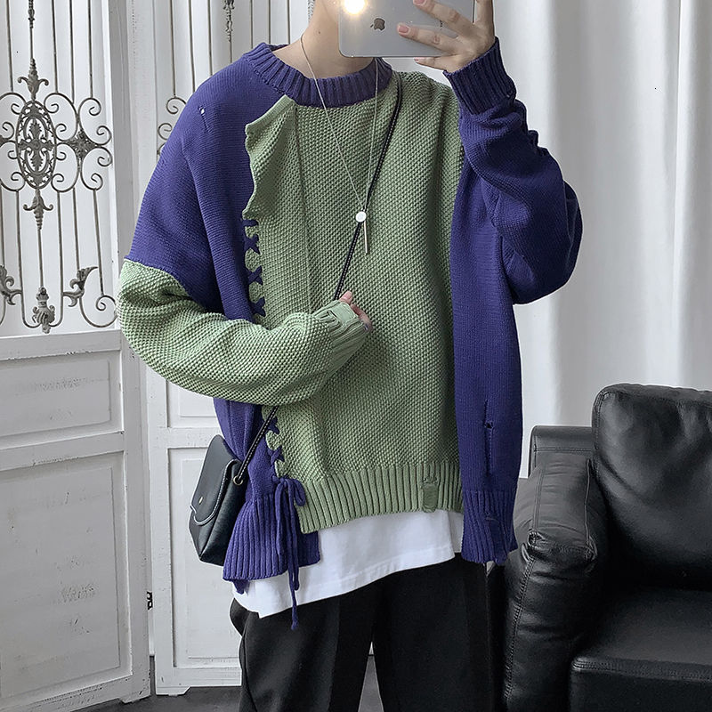 

2021 New Winter Sweater Men's Warm Fashion Hit Color Casual O-neck Knitted Pullover Men Wild Loose Korean Knitting Sweaters Mens Clothes 3h2, Gray