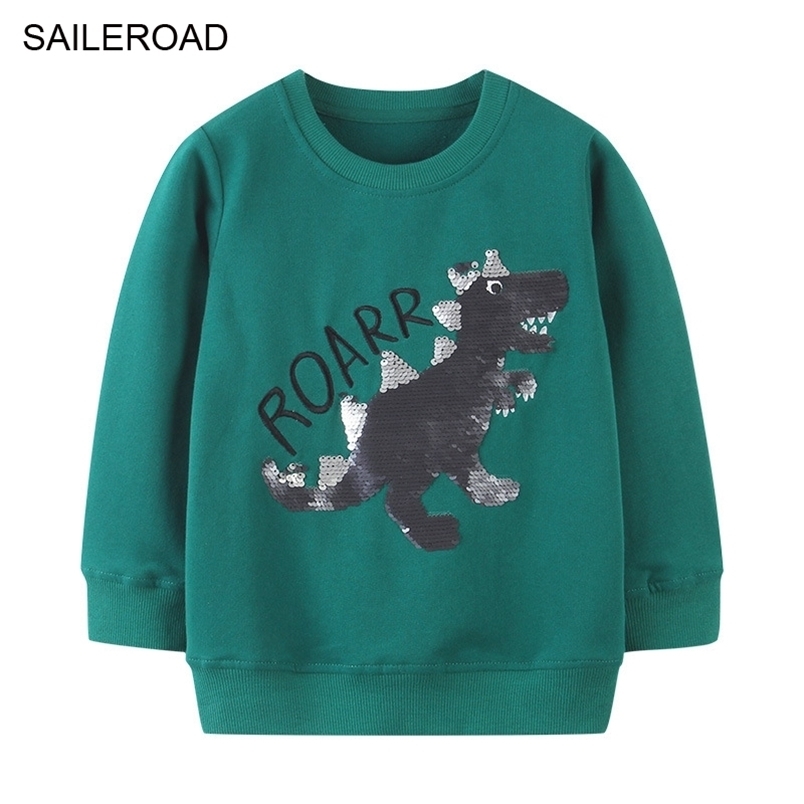 

SAILEROAD Baby Boys Sweatshirts Dinosaur Sequin Kids Hoodies for Children Garment 211111, 8014 same picture