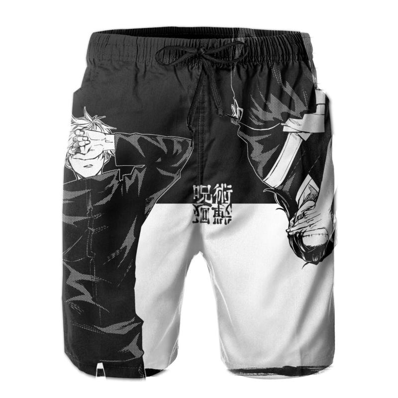 

Men's Shorts 2021 Summer Jujutsu Kaisen Board Beach High Quality Brand Surfing Bermudas Masculina Print Men Boardshorts, White
