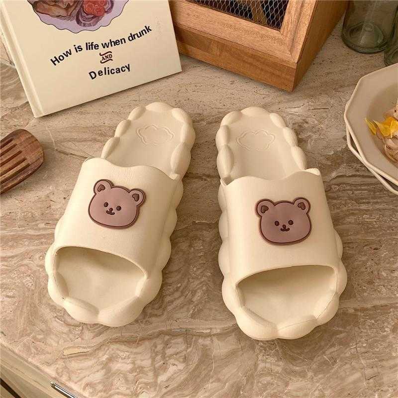 

SP&CITY Kawaii Cartoon Animal Summer Shoes For Women Soft Platform Slippers INS Home Massage Slippers For Girl External Wear H0827, Size is small