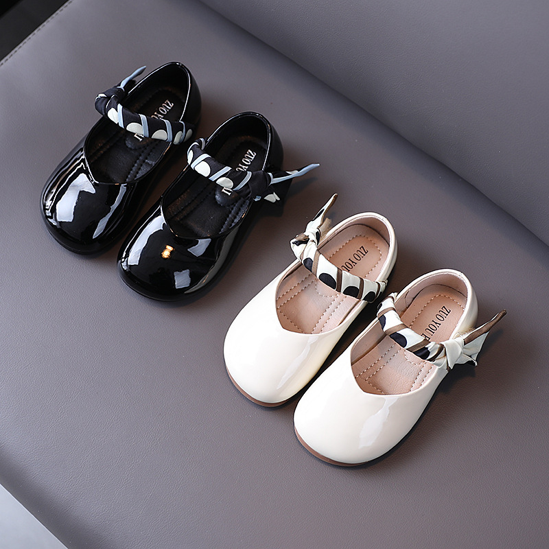 

Korean version of the ribbon girl single shoes 2021 spring new children' shoes Korean version of the candidacy shoes children princess, Black;grey