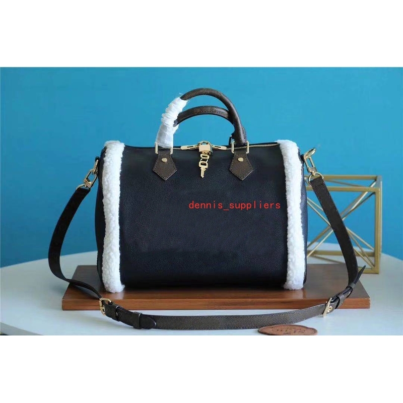 

SPEEDY 30 BANDOULIERE handbag with shearling inserts original soft travel bag Classic Style Fashion Bag Ladies Bag Shoulder Bags tote M56966
