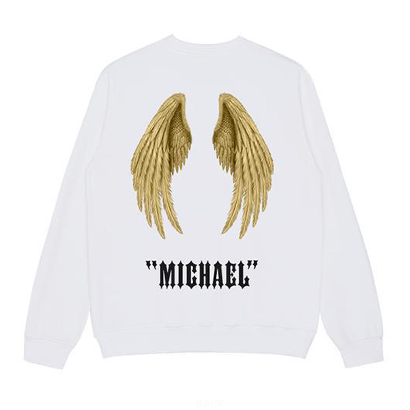 

2021 New Chegada Nova Venda Quente Impresso Moletom Casual O-pescoo Hoodies Homens Vendendo Asas Anjo Solto Algodo Manga Longa Masculino Hip, White black wings