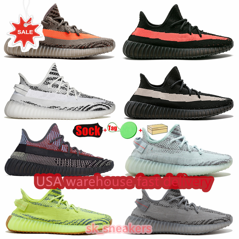 

Reflective 3M V2 Running shoes Static Belgua 2.0 US warehouse fast delivery and distribution Semi Frozen Butter Yellow Blue Men Women Traine