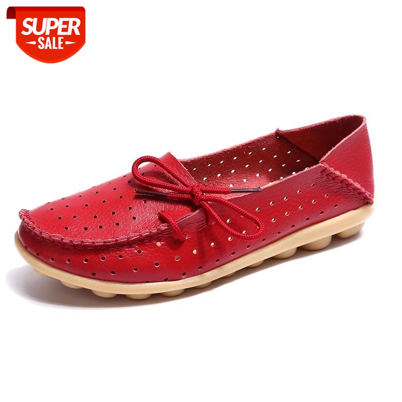 

Fashion Women Flats Ballet Women Shoes Genuine Leather Breathable Casual Shoes Moccasin Soft Mother Lofter Plus Size #ur8m