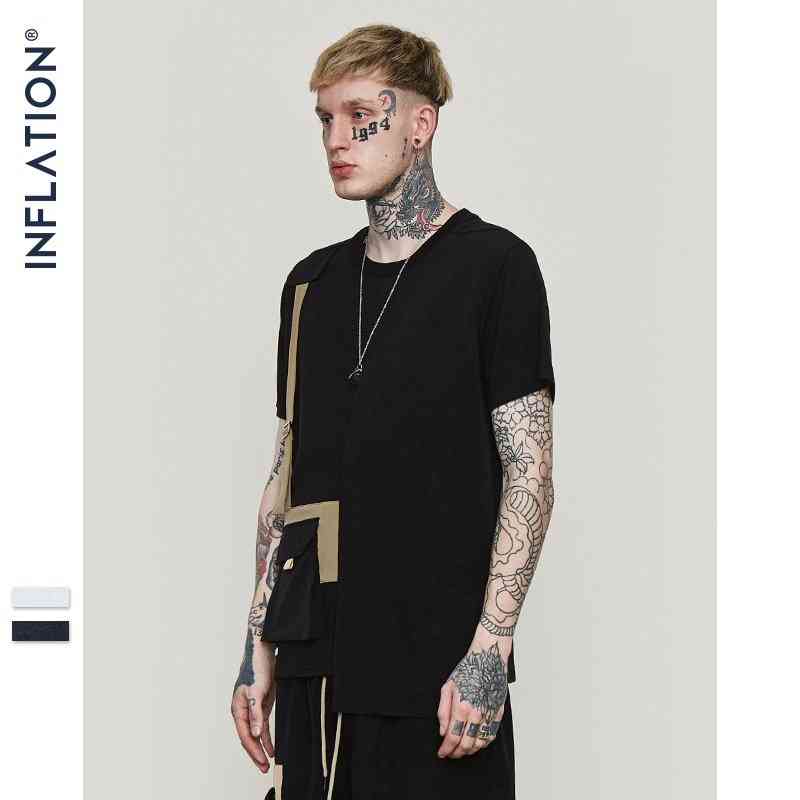 

Men' T-Shirts men clothing INF spring summer European American high street fashion casual T-shirt contrast color pocket short-sleeved Z10E, White