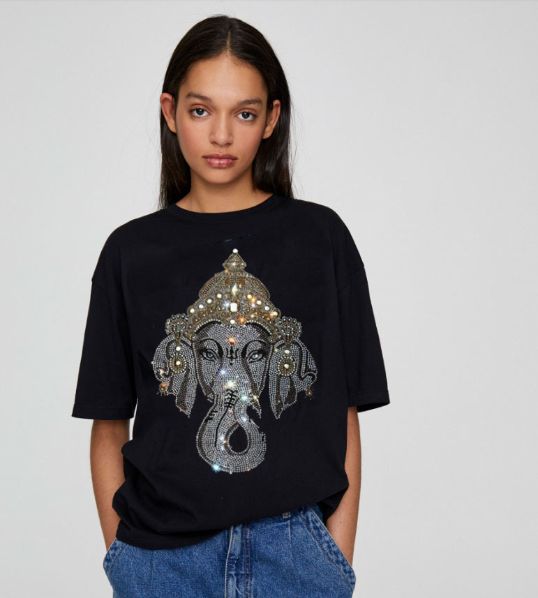 

2021 New Diamonds Young Girls t Shirt Loose Size S-2xl Cotton Tshirt Streetwear Women Tshirts 6fdb, As shown