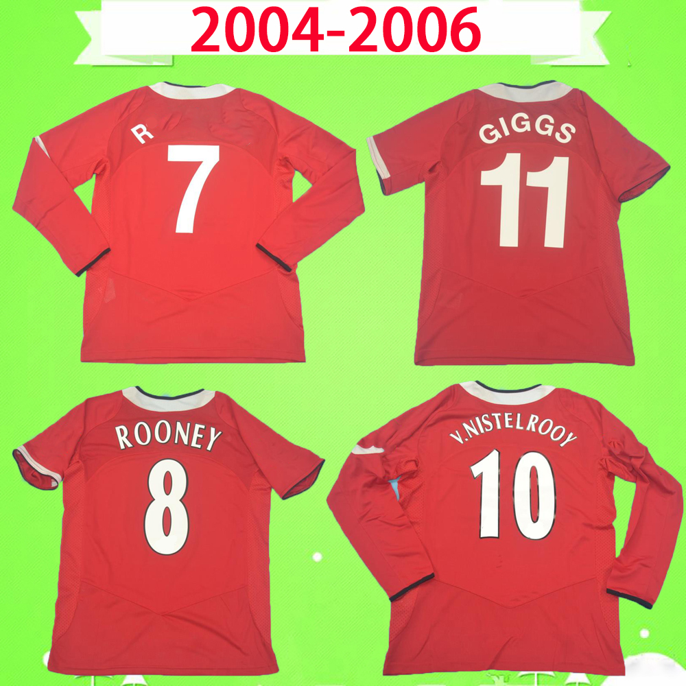 

Manchester 04 05 06 RETRO 2004 2005 2006 v. Nistelrooy ROONEY SOLSKJAER FOOTBALL SHIRTS MAN Vintage soccer jerseys UTD, 2004 2006