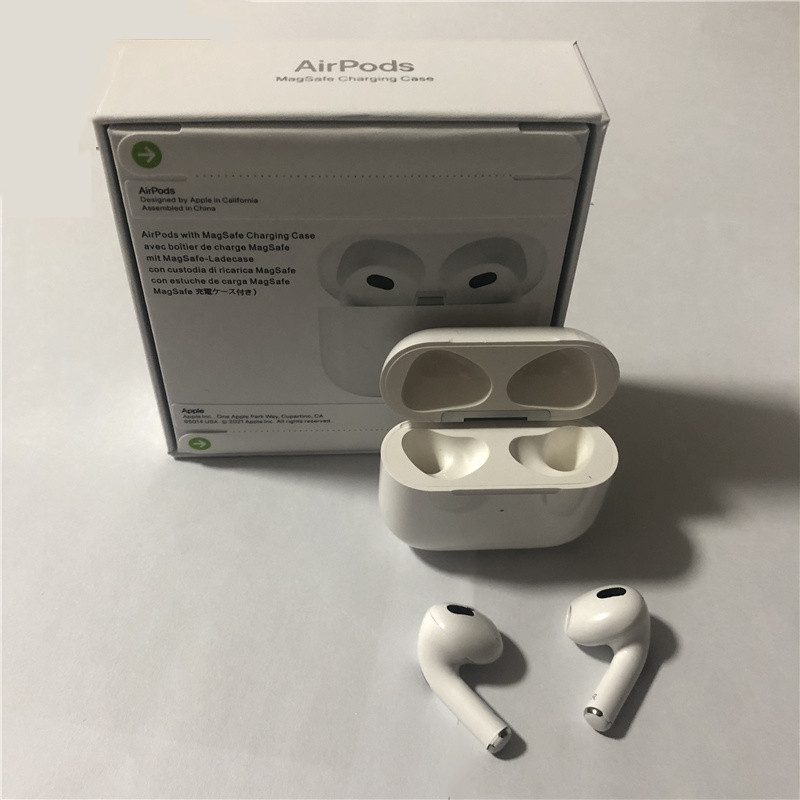 

1:1 AirPods 3 Bluetooth Earphones Air Gen 3 3rd Generation Headphones Spatial Audio with MagSafe Wireless Charging Case AP3 Earphone in-ear Earbuds for Apple iPhone, White