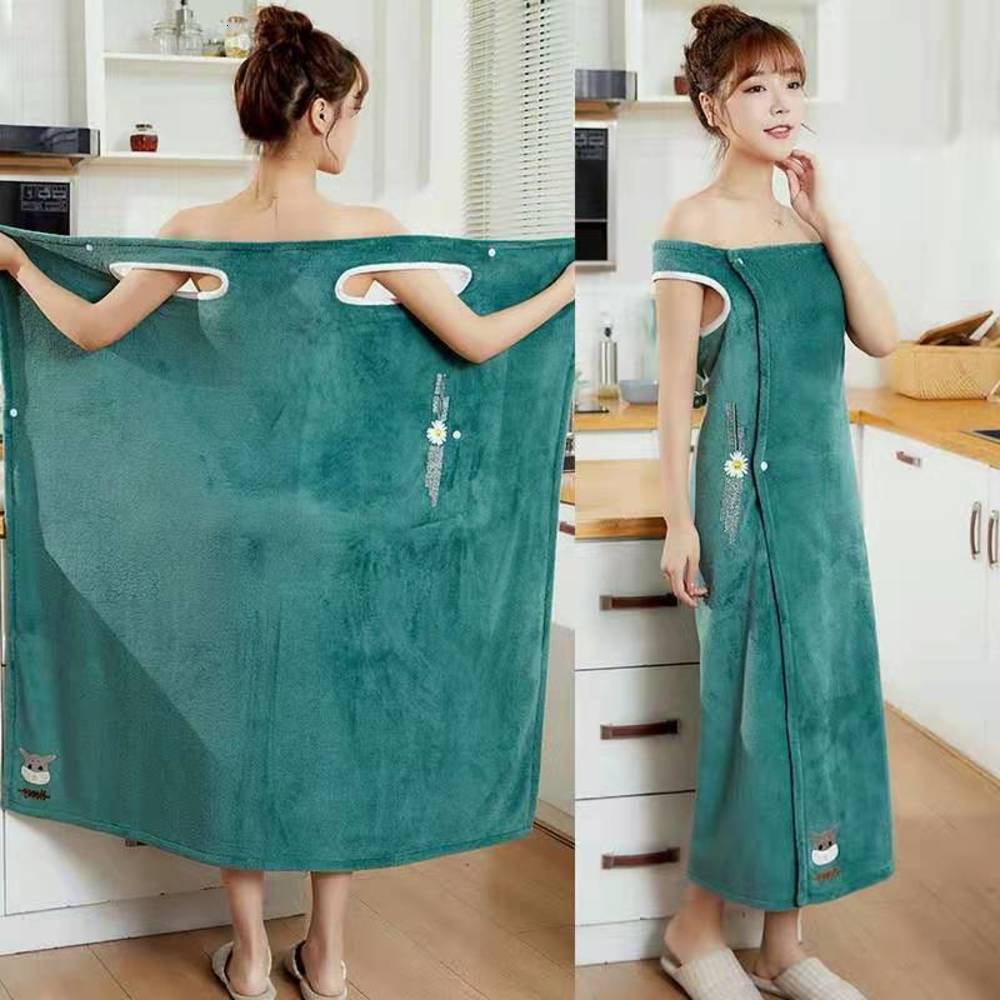 

Bath towel women can wear and wrap household non pure cotton water absorbent quick drying bathrobe dressing