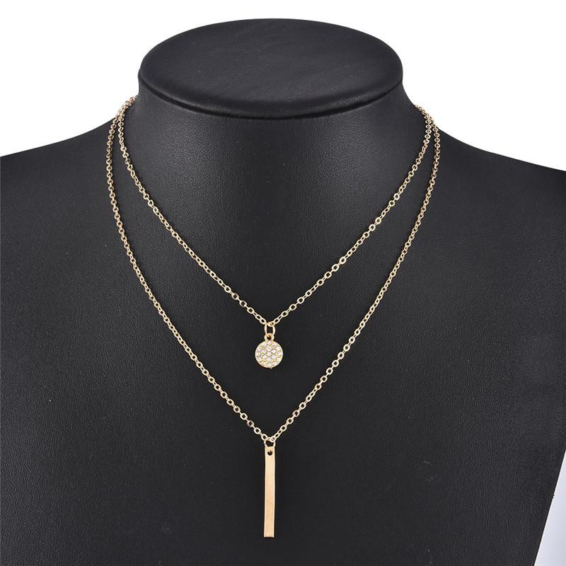 

Chains Fashion Simple Crystal Geometric Gold Pendant Necklace Set For Women Charms Kpop Square Rhinestone Female Vintage Jewelry Collar