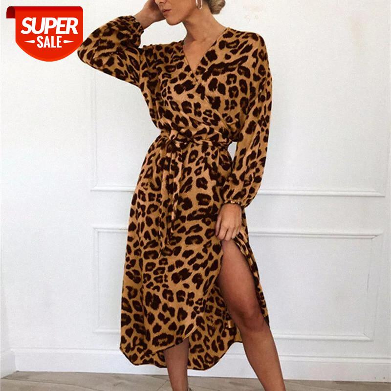 

Hirigin 2019 Newest Summer Ladies Women Long Sleeve Leopard Maxi Dress Split Evening Party Night Elegant Dresses #Bf3k, Black;gray