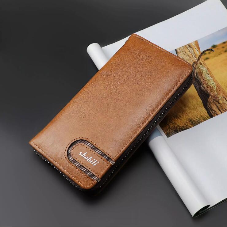 

Factory wholesale men bag simple casual leather mens wallet business leatheres long storage wallets zipper leathers fashion purse, Deep brown(boutique box)