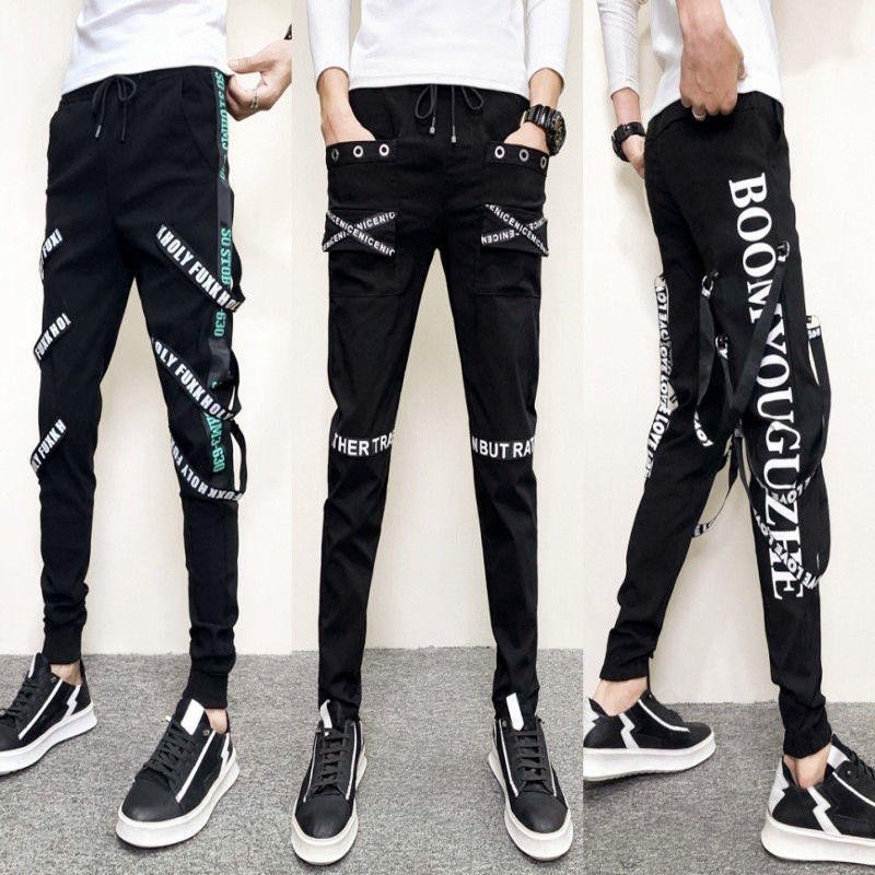 

2021 New Letter of Casual Impression Male Overalls Autumn Korean Style Winter Harem Street Wear Pants Jmcx, 2001k462