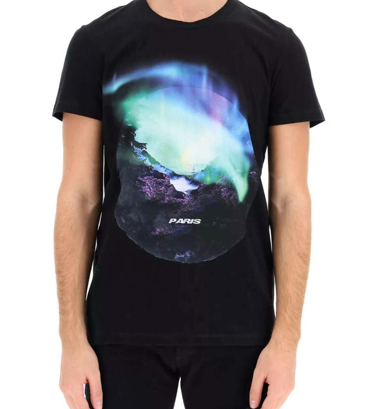 

22SS Designer T-Shirts for Mens Women Tee Shirts With Earth Pattern Fashion Letters Print T Shirt Summer Casual Tees Top 2 Color High Quality, Black