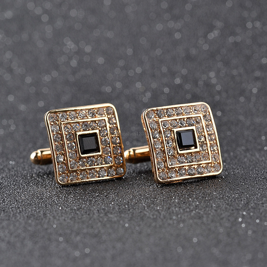 

diamond cufflinks Square gold Formal Shirts Business suits cuff links button for men fashion jewelry will and sandy