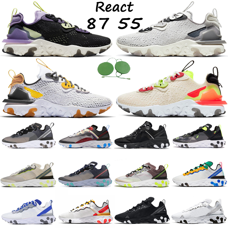 

React 55 Vision 87 men running shoes Anthracite Schematic black white Orange Peel Volt Desert Sand Vast Grey mens women trainers outdoor sports sneakers, 55 40-45 total orange